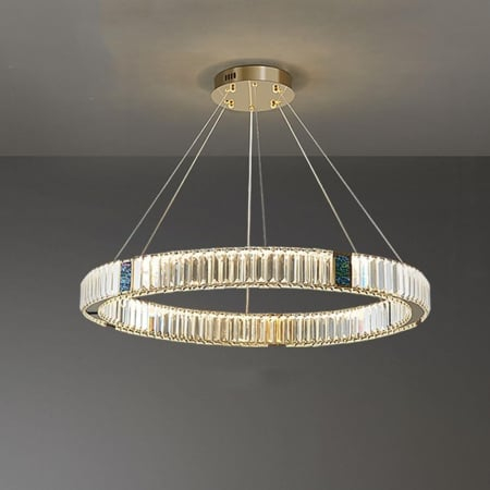 LUSTRE - Lustră LED BO 1009/70 GD, metal auriu și sticlă tip cristal, rotundă, Ø70 cm