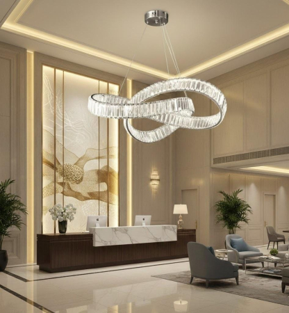 LUSTRE - Lustră LED HJ2482/80 CH, 80W, cristal K9, telecomandă, 3 culori, 80x80 cm