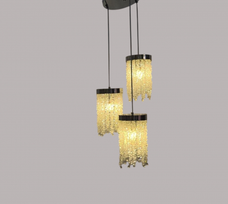 Lustra model 6116/3 – 3 pendule metal și sticlă, aurie sau crom [1]