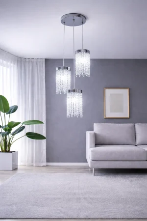 LUSTRE - Lustra model 6116/3 – 3 pendule metal și sticlă, aurie sau crom