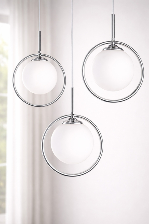 Lustră modernă crom 1122/3 cu globuri alb mat și design pendul elegant [1]
