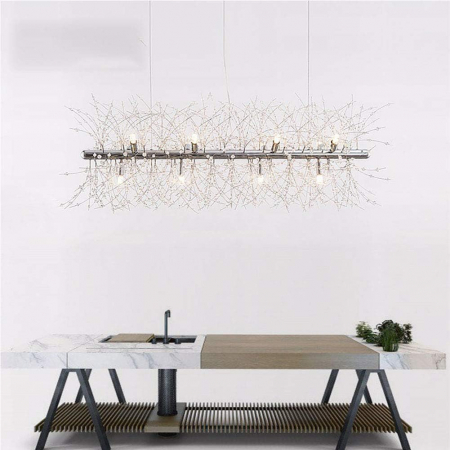 Lustră modernă 2405/1200 cu 15 becuri G9, metal și mărgele cristal imitativ, finisaj GD/CH, 120 cm [3]