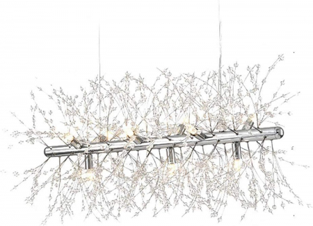 Lustră modernă 2405/1200 cu 15 becuri G9, metal și mărgele cristal imitativ, finisaj GD/CH, 120 cm [1]