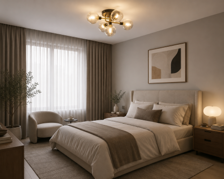 LUSTRE - Lustră modernă 2408/5 CP+BK cu 5 becuri E27, metal auriu și negru