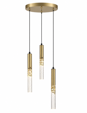 Lustră modernă 5003/3 cu 3 pendule LED, finisaj auriu și sticlă semitransparentă [2]