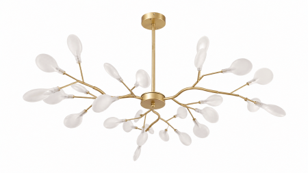 Lustră Modernă 5081/27, 30xG4 LED 5W Incluse, Auriu cu Abajururi Albe, 60x60x60 cm [1]