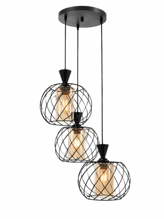 LUSTRE - Lustră pendul negru HJ3069/3 BK, 3 becuri E27, înălțime reglabilă