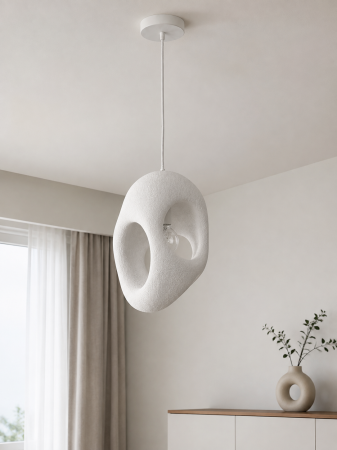 Lustră sculpturală 2600/A albă din fibră de sticlă, abajur organic 45 cm [1]
