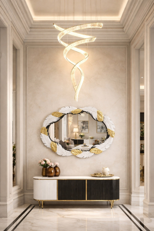 Lustră spirală 2595 CP aurie, oțel inoxidabil și cristale K9, design modern suspendat, înălțime 200 cm [1]