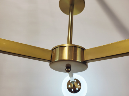 Lustră suspendată 2555/3 – 3 becuri E27, globuri sticlă albă mată, metal crom/auriu, Ø80cm [2]