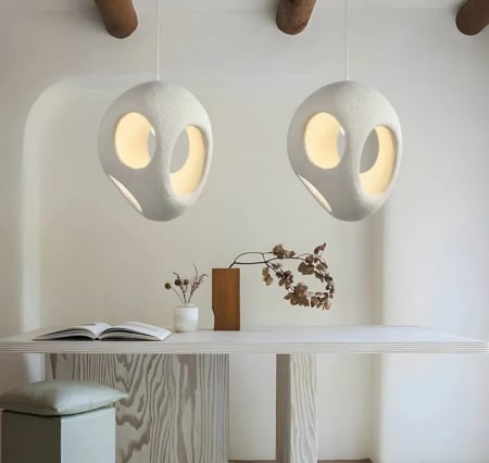 LUSTRE - Lustră suspendată 2600/C albă din fibră de sticlă, design organic cu decupaje decorative, H45 cm