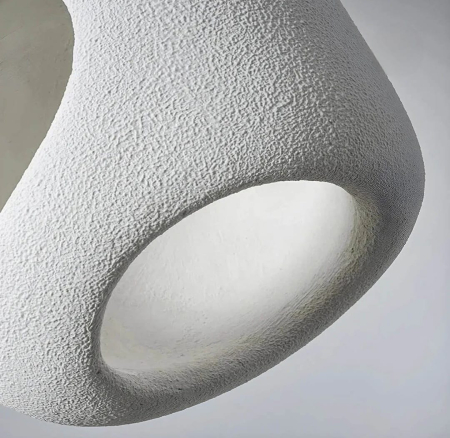 Lustră suspendată 2600/C albă din fibră de sticlă, design organic cu decupaje decorative, H45 cm [3]