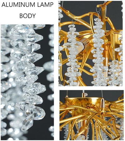 Lustră suspendată 6116, metal auriu și cristale K9, design organic tip ramuri, 60 / 120 / 160 cm [6]