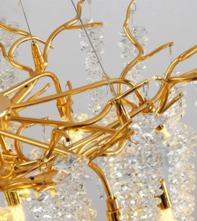 Lustră suspendată 6116, metal auriu și cristale K9, design organic tip ramuri, 60 / 120 / 160 cm [5]