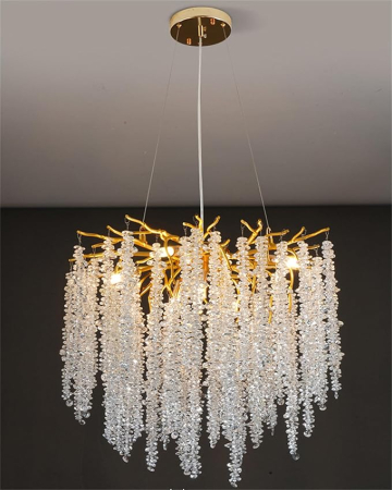 Lustră suspendată 6116, metal auriu și cristale K9, design organic tip ramuri, 60 / 120 / 160 cm [2]