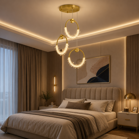 LUSTRE - Lustră suspendată LED 6006/3 aurie cu cristale K9 premium
