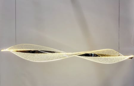 Lustră suspendată LED 7063/100, design elegant ondulat, aurie cu acril transparent [1]