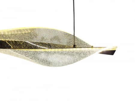 Lustră suspendată LED 7063/100, design elegant ondulat, aurie cu acril transparent [3]