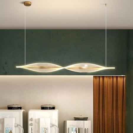 LUSTRE - Lustră suspendată LED 7063/100, design elegant ondulat, aurie cu acril transparent