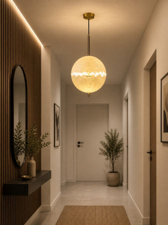PENDULE - Lustră suspendată modernă 2519/1 cu LED 3 culori – Pendul decorativ glob 30cm, reglabil pe înălțime