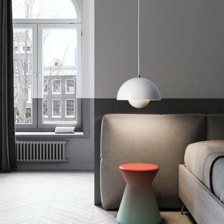 PENDULE - Pendul 110/1 WH – lustră suspendată albă din metal, E27, cablu reglabil