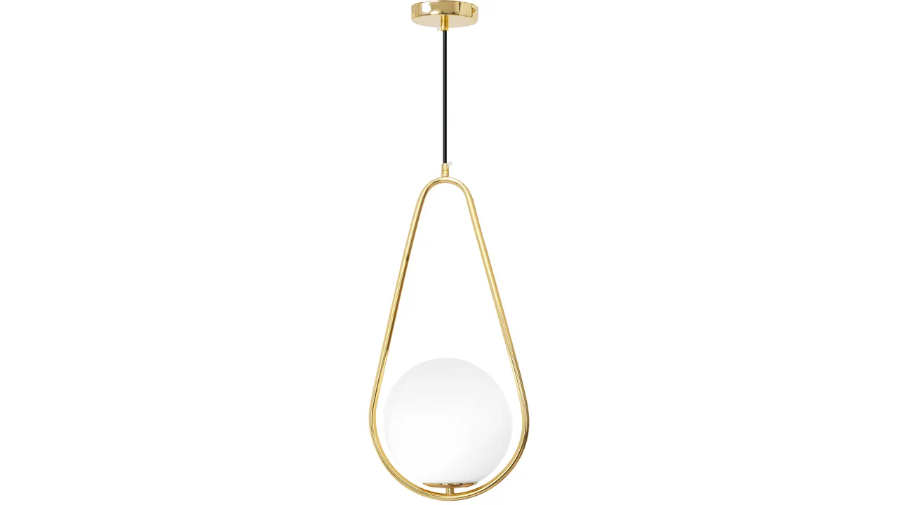 Pendul modern metal auriu și sticlă alb mat 1110/SD CP – E27, abajur 15 cm [1]