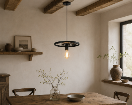 PENDULE - Pendul 1267/1 – metal negru, E27 LED, reglabil, design modern 30x30 cm