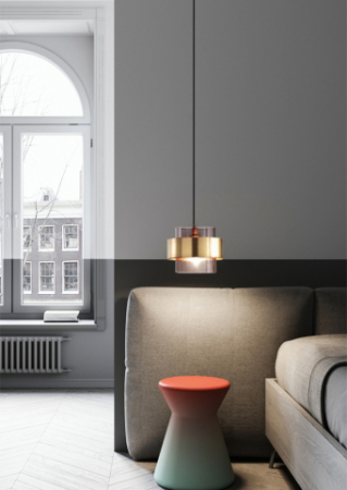 Pendul 9005/1 fumuriu-auriu, glob sticlă 20 cm, soclu E27, H reglabilă [3]