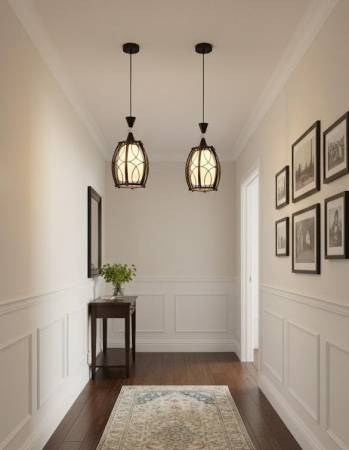 PENDULE - Pendul 2361/1 elegant cu abajur alb mat și detalii geometrice