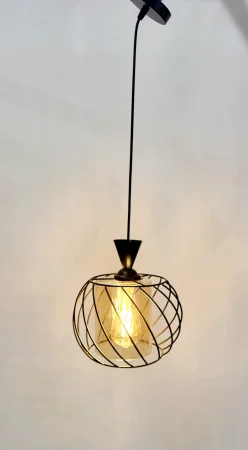 PENDULE - Pendul modern 3069/1 – glob sticlă auriu, metal negru, E27, reglabil