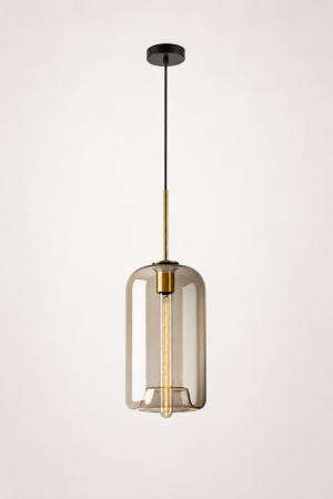 Pendul 3709 – sticlă amber & gold, E27, design elegant, înălțime reglabilă [1]