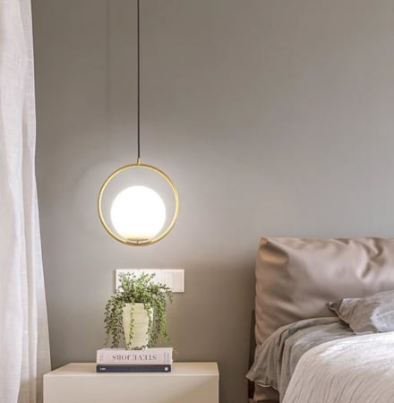 Pendul 1113/1 – metal și sticlă albă, finisaj auriu, crom sau negru, Ø25×H100 cm [1]