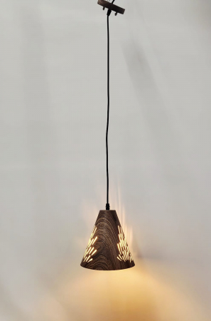 Pendul 611/1 maro cu efect de lemn, design perforat, E27 [1]