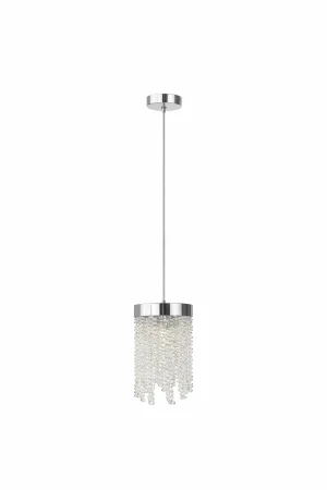 PENDULE - Pendul 6116/1 – iluminat modern cu franjuri din sticlă, finisaj auriu sau argintiu crom lucios