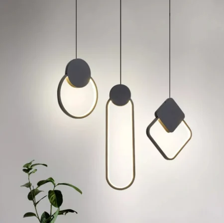 PENDULE - Pendul 6816 OV – LED integrat 12W, lumină reglabilă, aluminiu & silicon, negru elegant