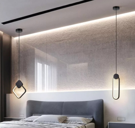 Pendul 6816 OV – LED integrat 12W, lumină reglabilă, aluminiu & silicon, negru elegant [4]