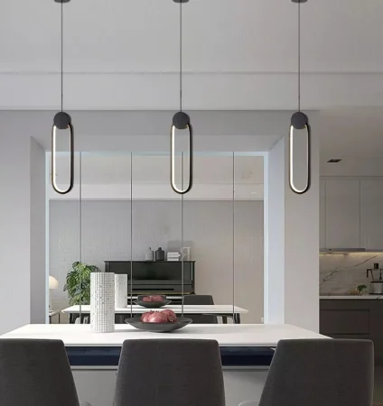 Pendul 6816 OV – LED integrat 12W, lumină reglabilă, aluminiu & silicon, negru elegant [1]