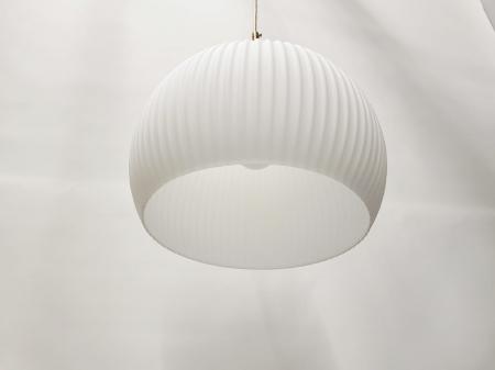 Pendul 8098/1 cu abajur din sticlă albă striată Ø30 cm și detalii aurii [4]