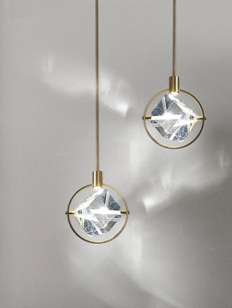 Pendul 8908 – sticlă și metal auriu, E14, glob 20 cm, înălțime reglabilă [1]