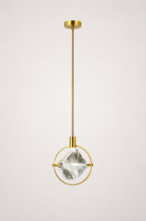 Pendul 8908 – sticlă și metal auriu, E14, glob 20 cm, înălțime reglabilă [1]
