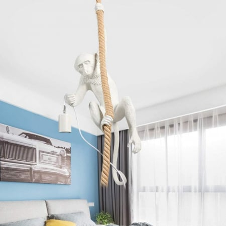 Pendul D301 WH Maimuță albă din rășină – 70×34 cm, iluminat E27 [1]