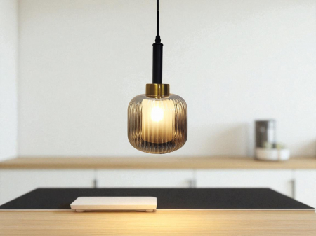 Pendul decorativ 7027/1 SM, sticlă fumurie și alb mat, cablu reglabil, E27 [4]