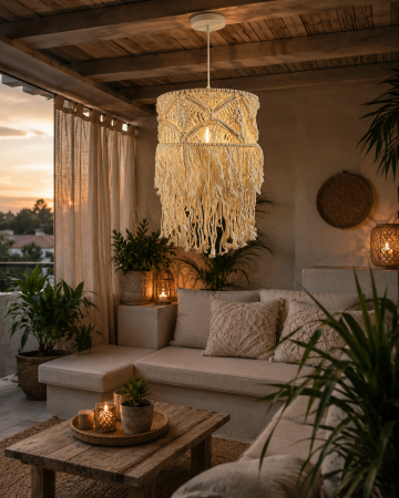 LUSTRE - Pendul Decorativ Boho Y021 din Bumbac Crem Ø30 cm