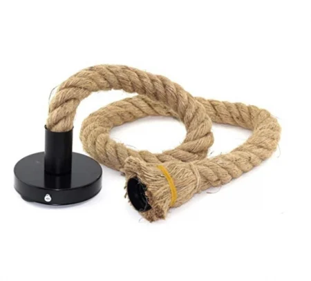 Pendul HJ 001/1 – sfoară textilă și metal, E27, stil rustic vintage, reglabil [1]