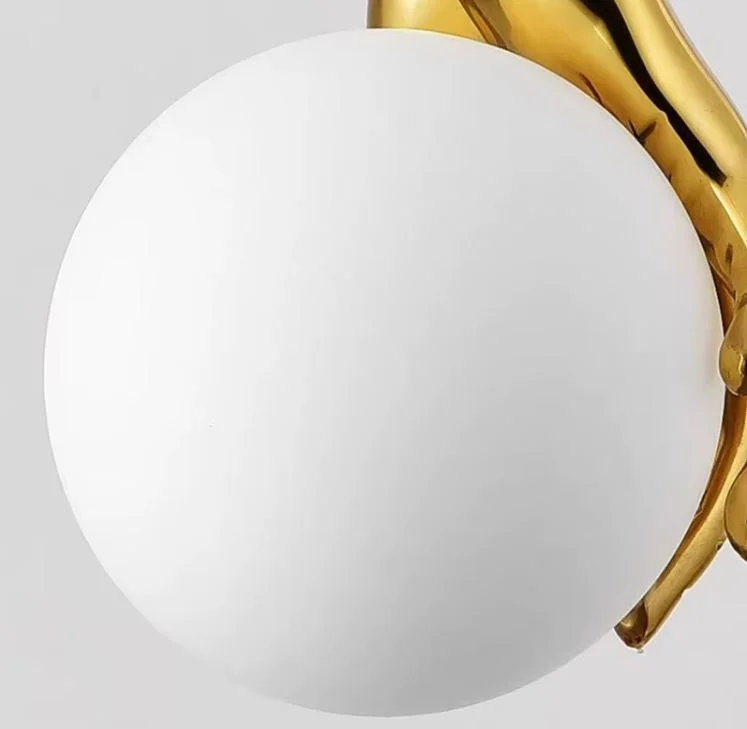 Pendul HJ 2481 – Corp de iluminat modern din metal auriu, design artistic cu mână și glob din sticlă albă, E27 [1]