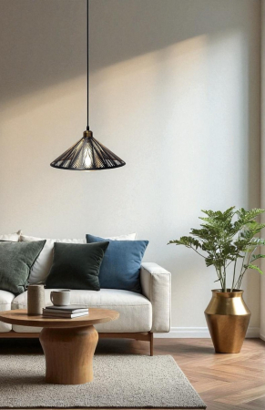 PENDULE - Pendul metalic 9110/1 BK, finisaj negru și auriu, design modern conic