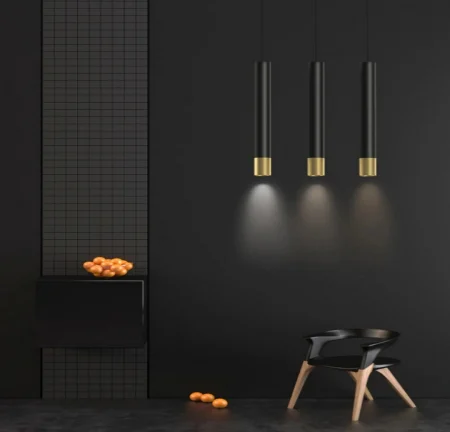 PENDULE - Pendul LED 2336/GD+BK minimalist negru gold metal 10W reglabil 40-140 cm