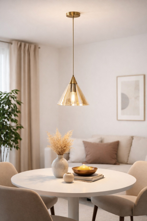 PENDULE - Pendul modern 7119/1D, abajur con metal auriu cu sticlă