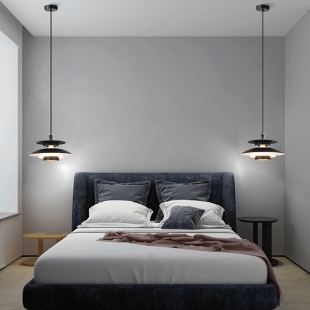 Pendul WX001/30cm – metal negru/alb/gold, E27, înălțime reglabilă [2]