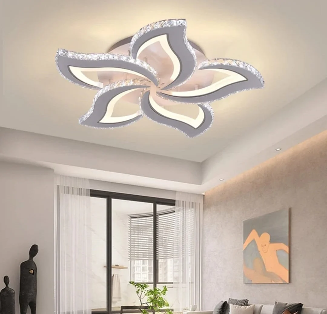 Plafonieră LED 2839-5, 130W, cu Telecomandă, 3 Culori de Lumină, Design Alb Modern [1]